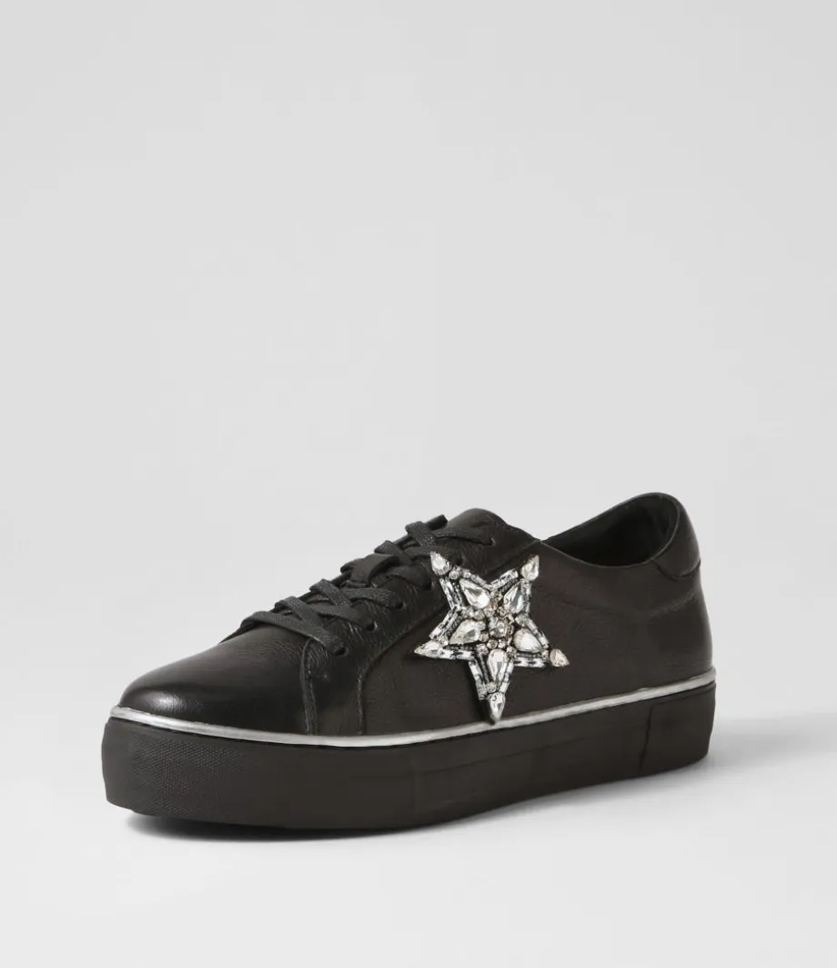 Foxxie Black Silver Leather Jewels Sneakers<DJANGO & JULIETTE Cheap