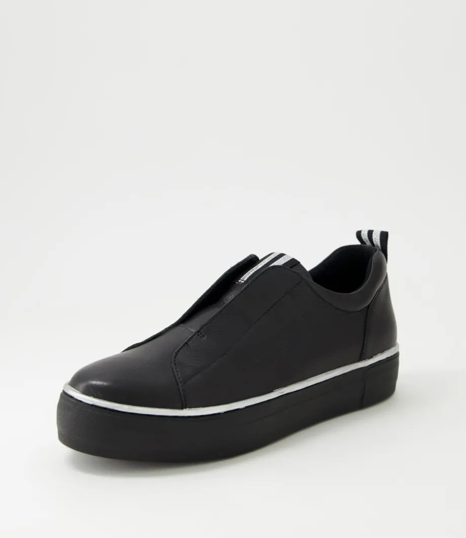 Fredie Black Silver Leather Sneakers<DJANGO & JULIETTE New