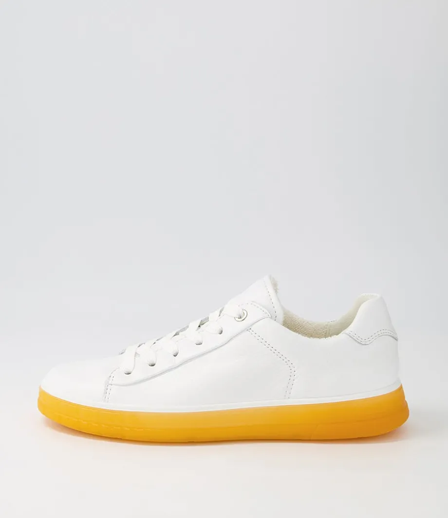 Frisco White Orange Leather Sneakers<ARA Best Sale
