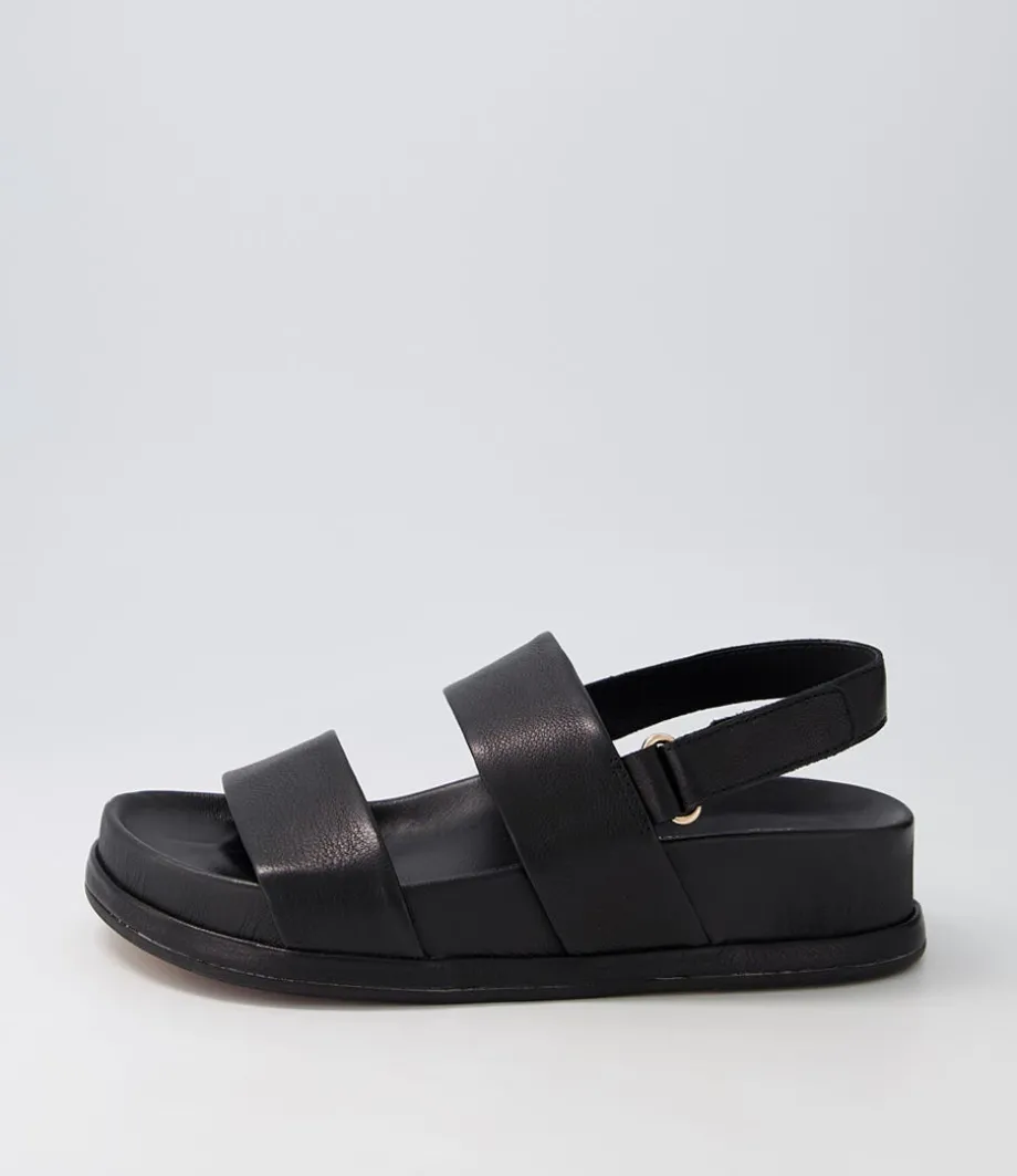 Gabisse Black Leather Sandals<DJANGO & JULIETTE Clearance
