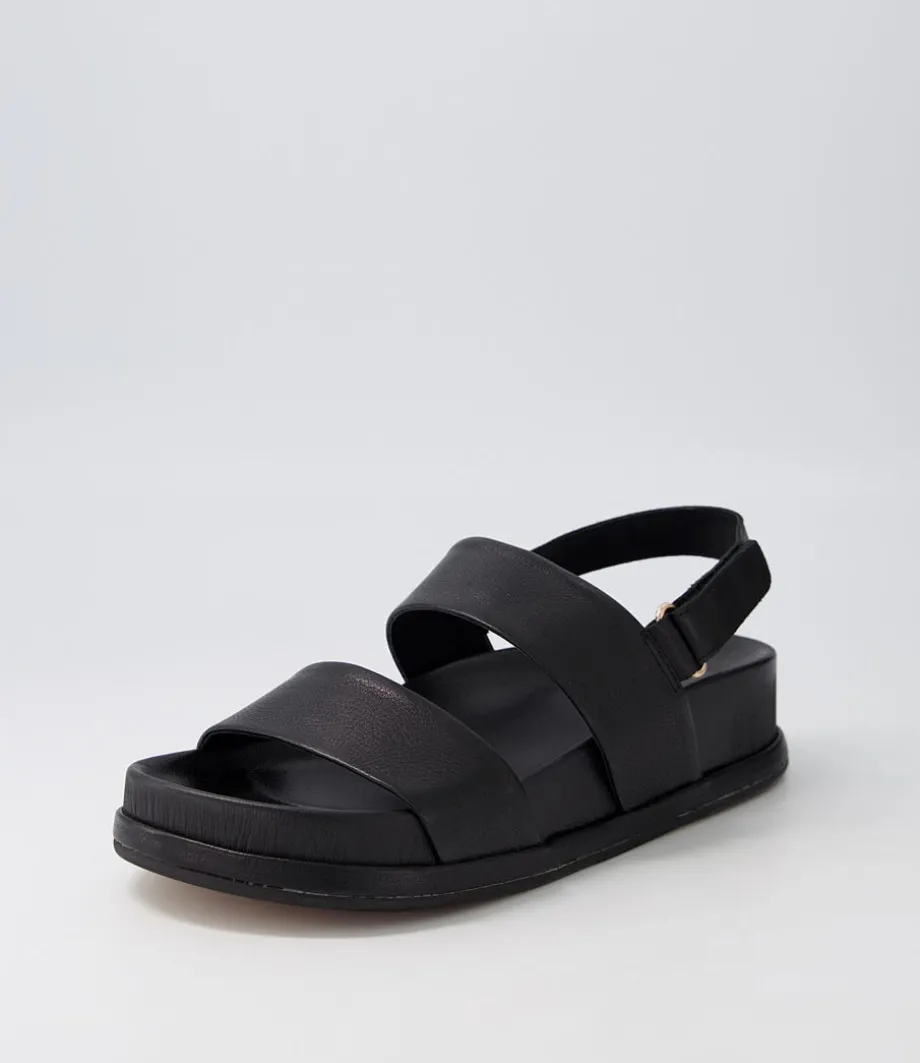Gabisse Black Leather Sandals<DJANGO & JULIETTE Clearance