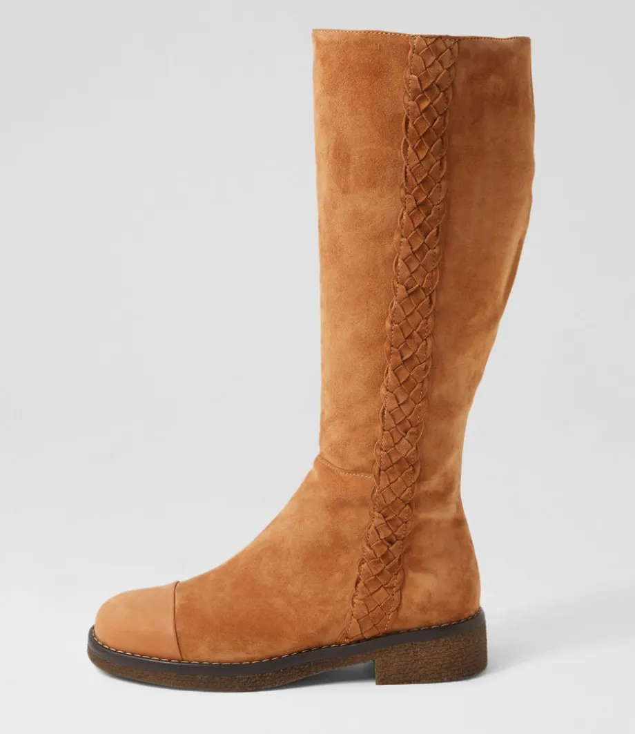Gadnir Tan Leather Suede Knee High Boots<DJANGO & JULIETTE Hot