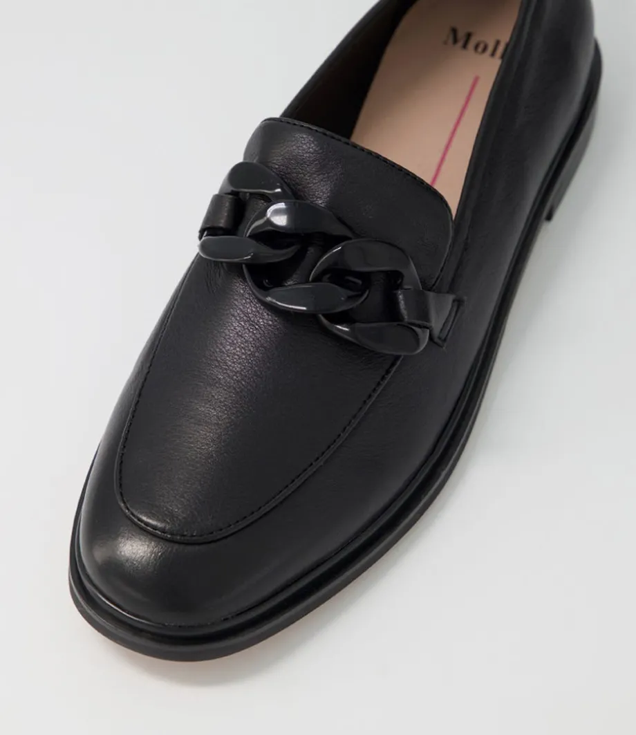 gapril_black_leather_loafers_3.webp Gapril Black Leather Loafers<MOLLINI Flash Sale
