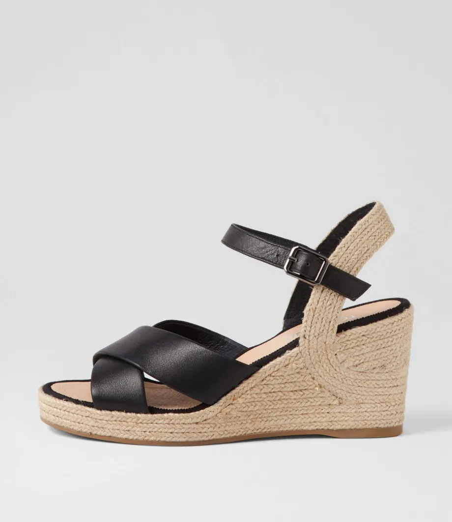 Ghosta Black Natural Rope Leather Espadrilles<TOP END Shop