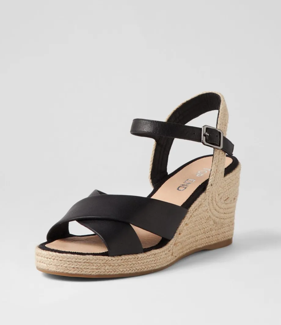 ghosta_black_natural_rope_leather_espadrilles_1.webp Ghosta Black Natural Rope Leather Espadrilles<TOP END Shop