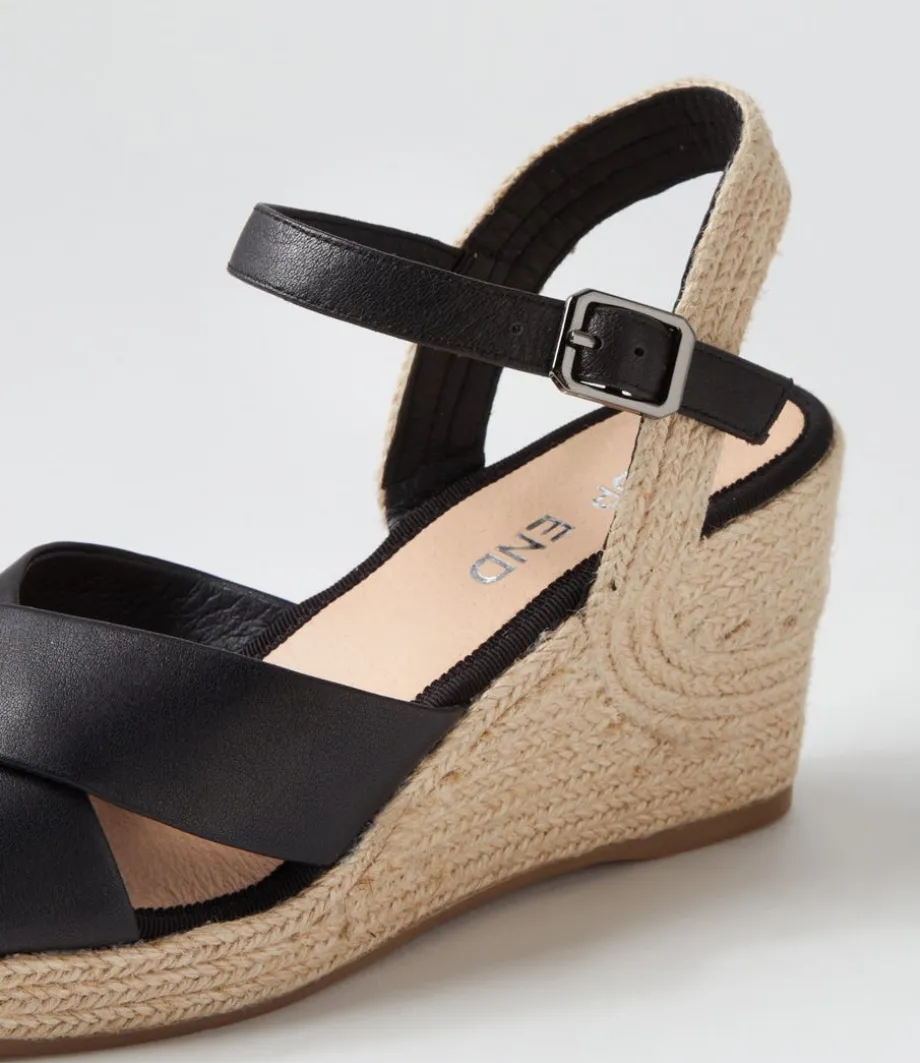 ghosta_black_natural_rope_leather_espadrilles_4.webp Ghosta Black Natural Rope Leather Espadrilles<TOP END Shop