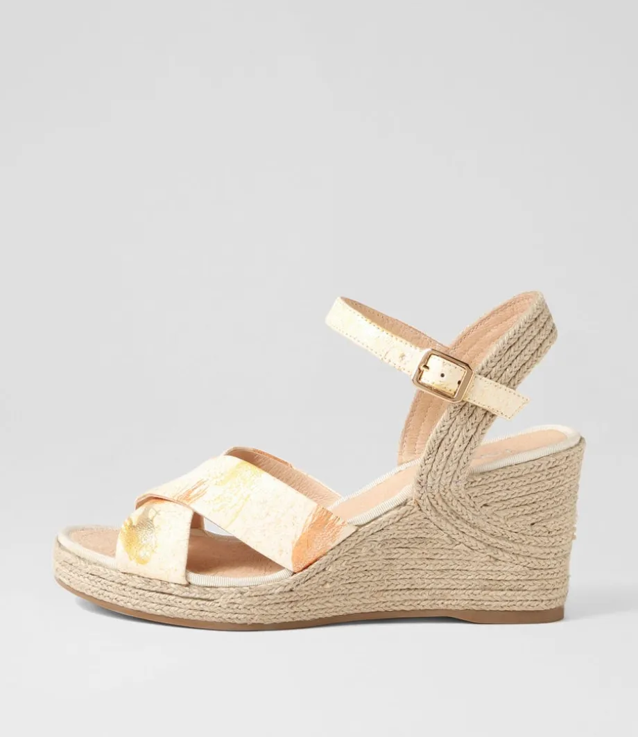 Ghosta Orange Yellow Splash Leather Espadrilles<TOP END New