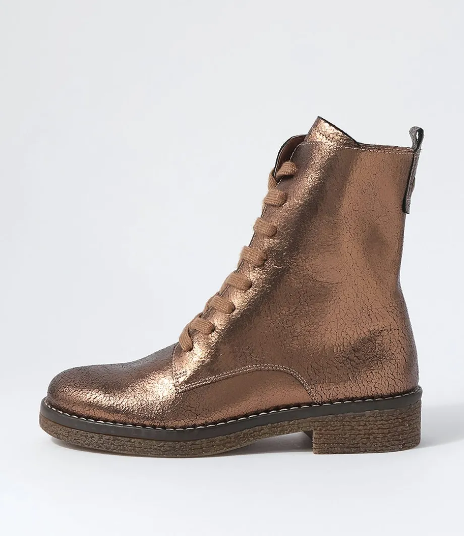 Gipsiee Bronze Crackle Leather Ankle Boots<DJANGO & JULIETTE Cheap