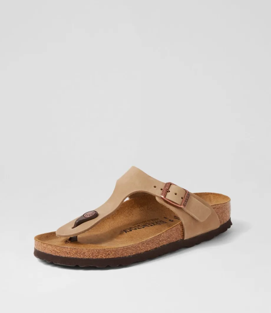 Gizeh Narrow W Tobacco Brown Oiled Leather Thongs<BIRKENSTOCK Best