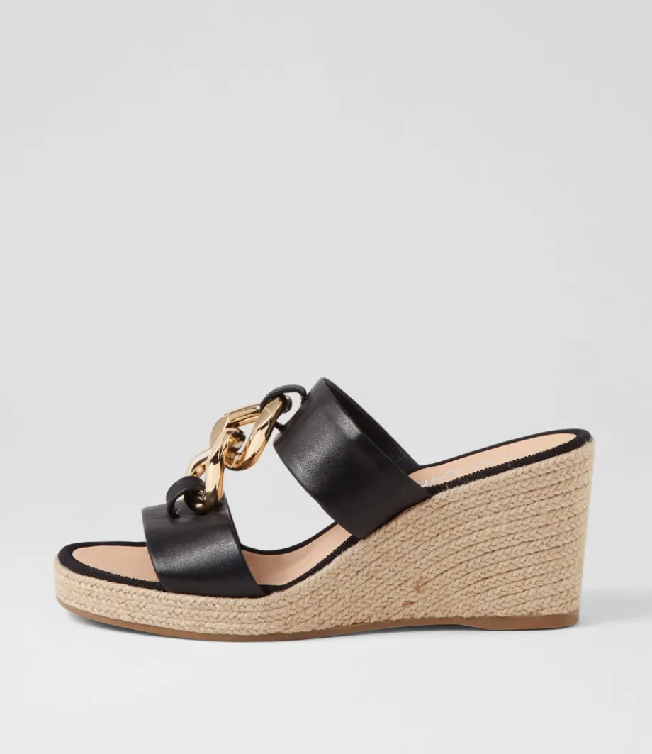 Greecie Black Natural Rope Leather Espadrilles<TOP END Clearance