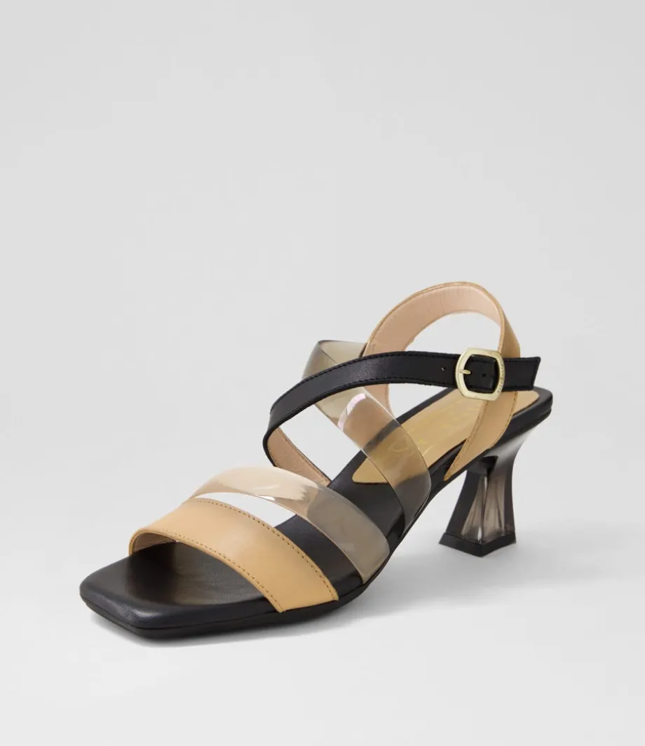 Greta 35 Desert Black Leather Vinylite Sandals<HISPANITAS Discount