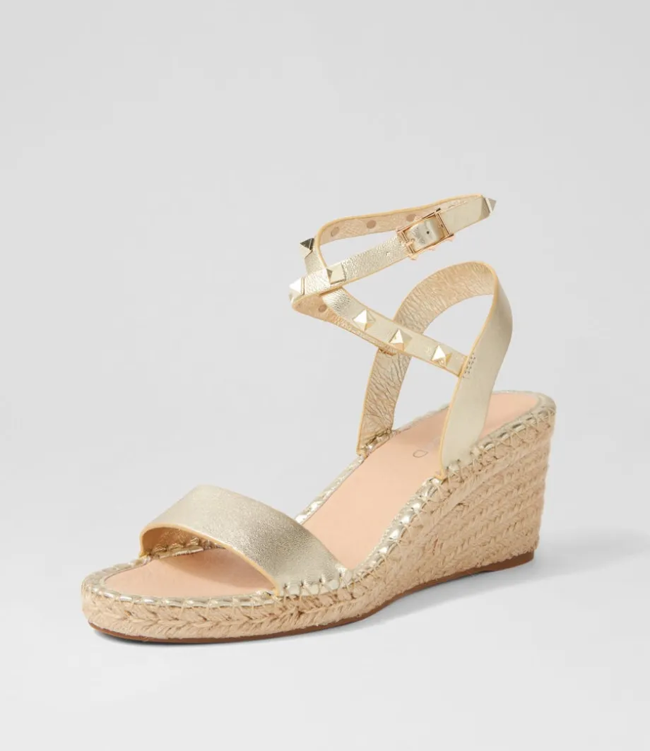 Guicey Pale Gold Leather Espadrilles<TOP END Hot