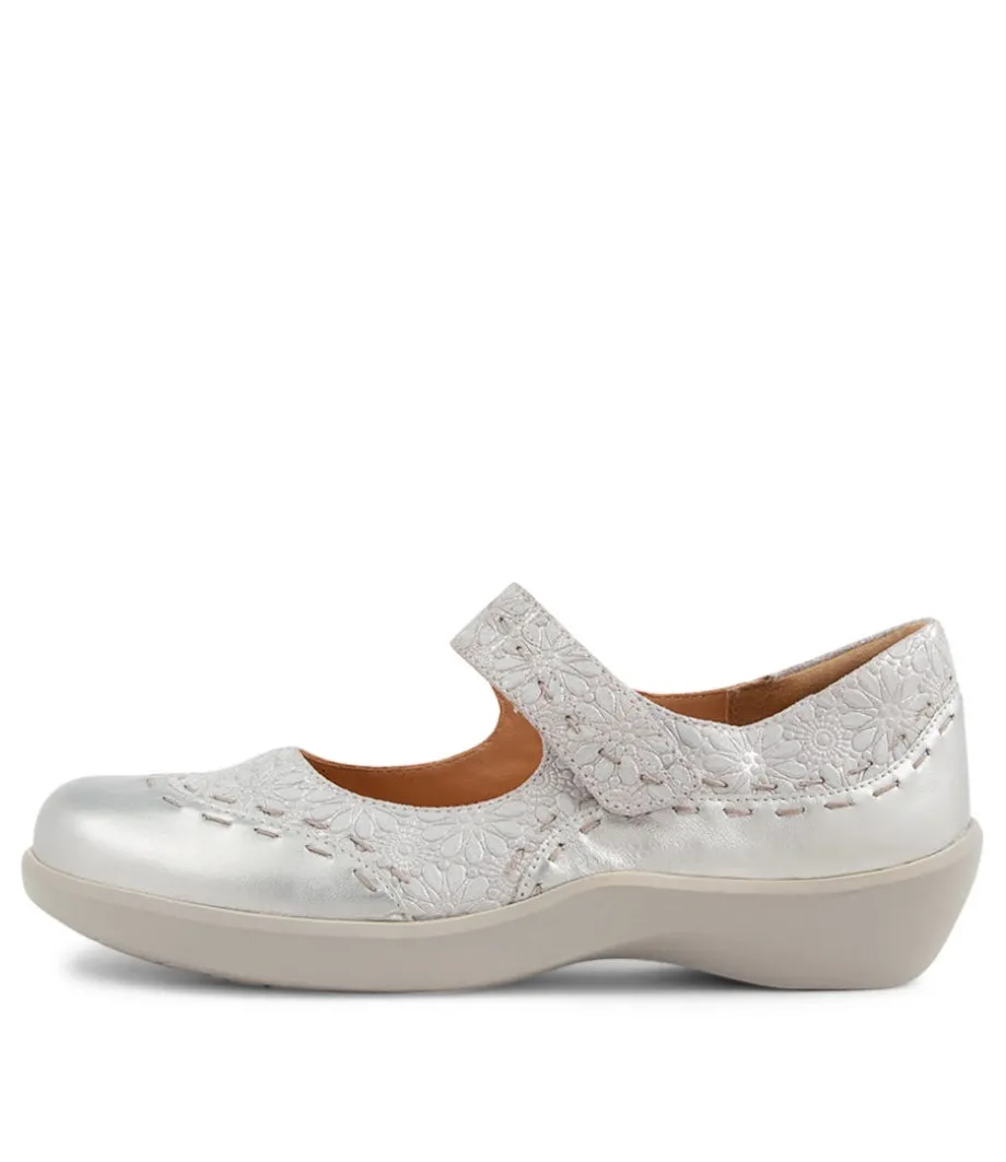 Gummibear Xw Silver Daisy Leather Flat Shoes<ZIERA Shop
