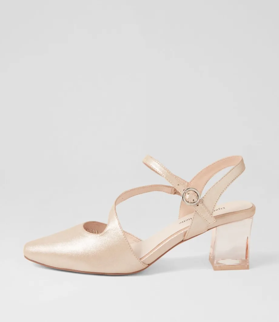Halian Nude Shimmer Leather Heels<DJANGO & JULIETTE Cheap