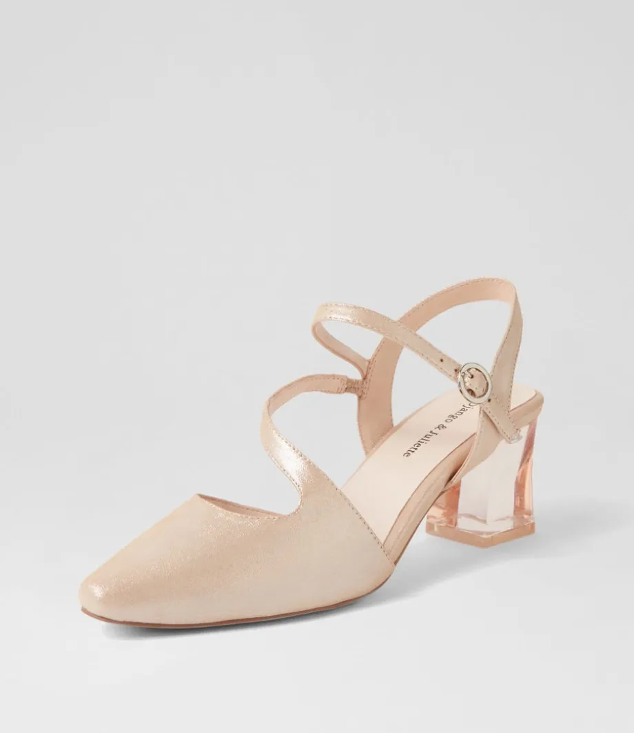 Halian Nude Shimmer Leather Heels<DJANGO & JULIETTE Cheap