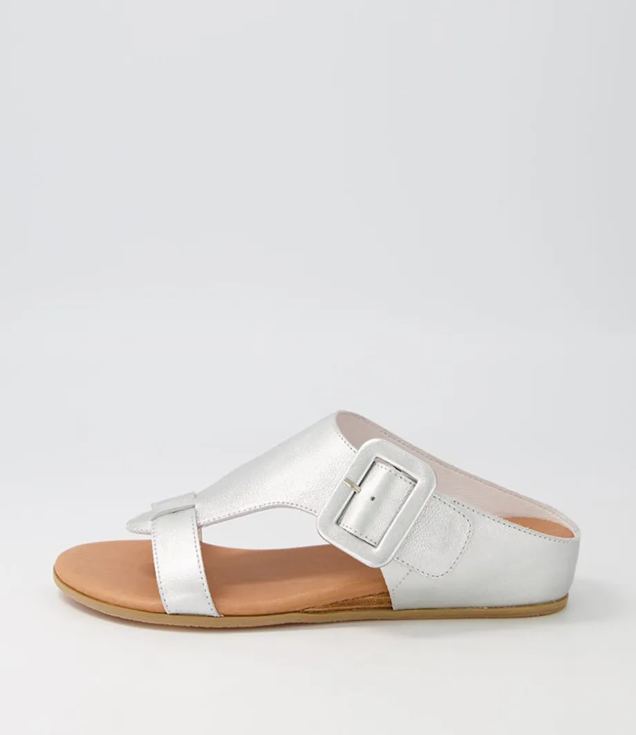 Halle Silver Leather Slides<DJANGO & JULIETTE Best