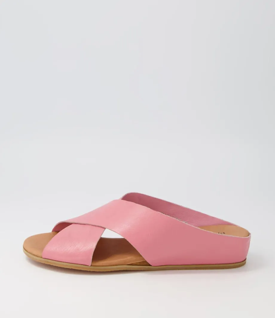 Harli Pretty Pink Leather Slides<DJANGO & JULIETTE Cheap