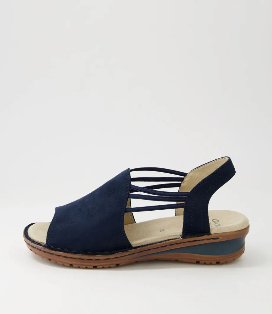 Hawaii 41 Navy Fabric Slides<ARA Cheap