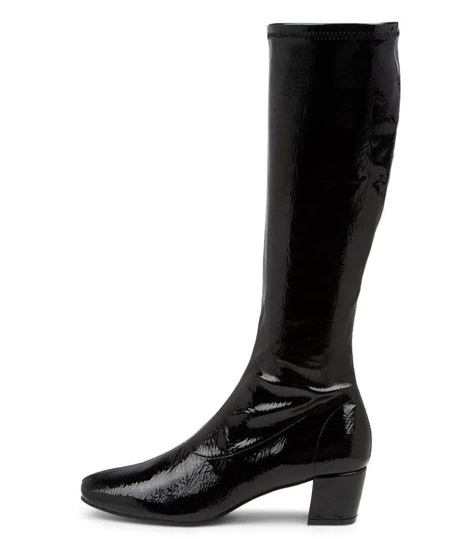 Hayleys Black Patent Pu Knee High Boots<DJANGO & JULIETTE Cheap