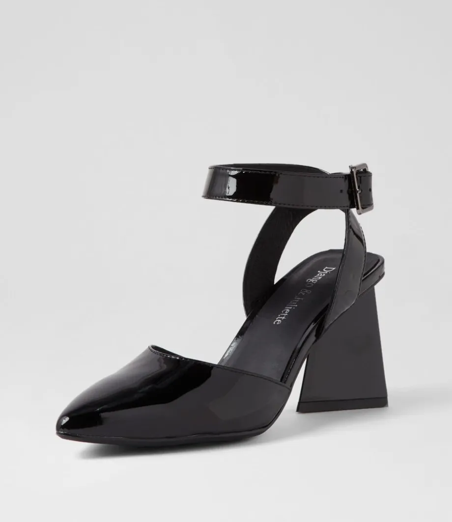 Hisa Black Patent Leather Heels<DJANGO & JULIETTE Clearance