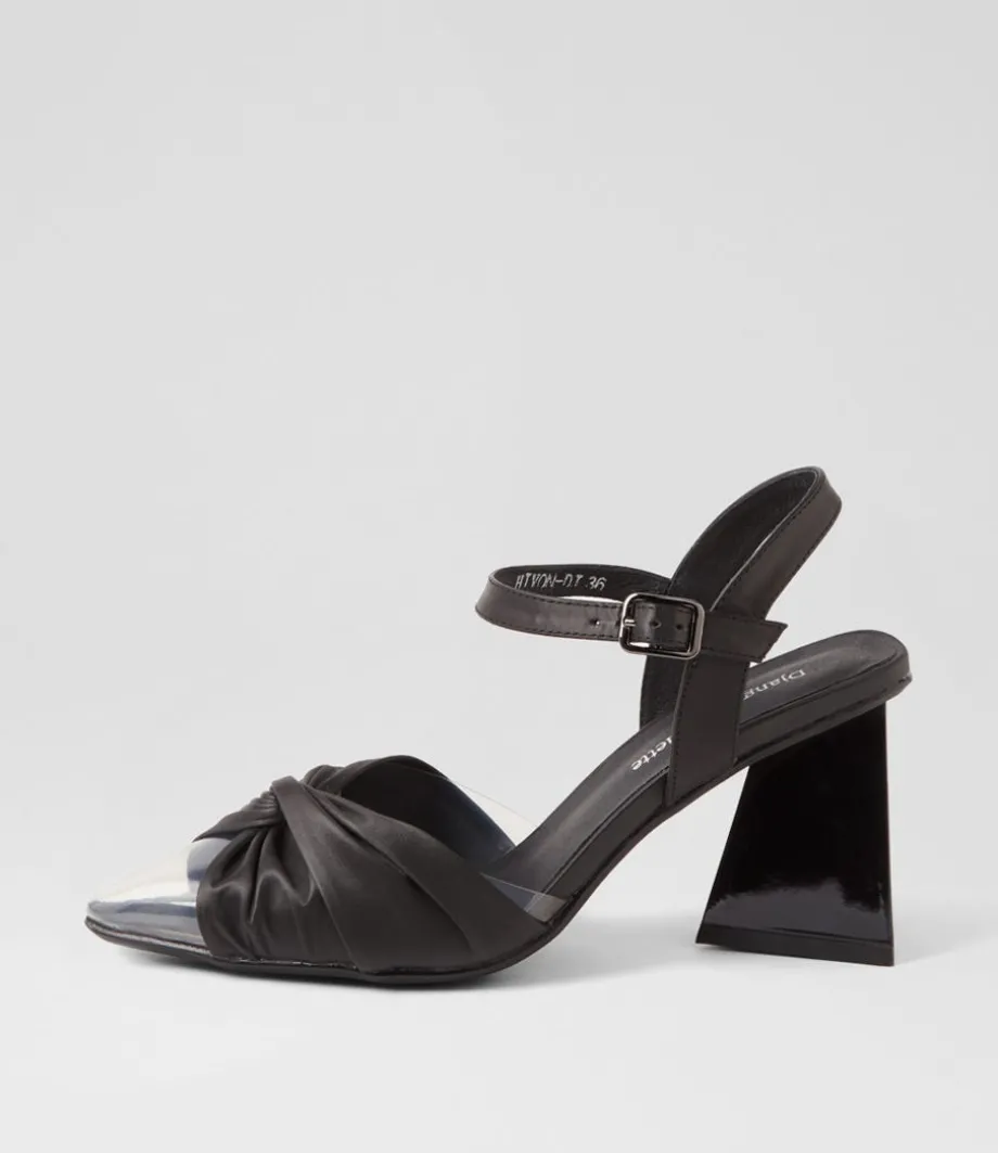 Hivon Clear Black Satin Vinylite Leather Heels<DJANGO & JULIETTE Fashion
