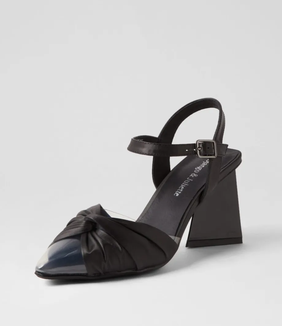 Hivon Clear Black Satin Vinylite Leather Heels<DJANGO & JULIETTE Fashion