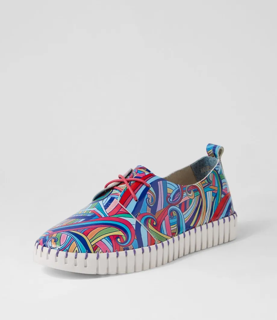 Huskies Blue Swirl Patent Leather Sneakers<DJANGO & JULIETTE Clearance