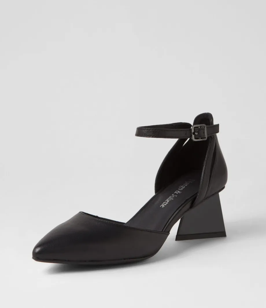 Illie Black Leather Heels<DJANGO & JULIETTE Shop
