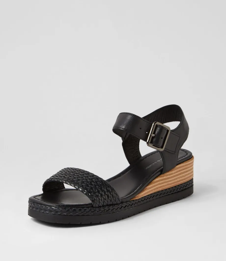 Imari Black Weave Leather Sandals<DJANGO & JULIETTE Best