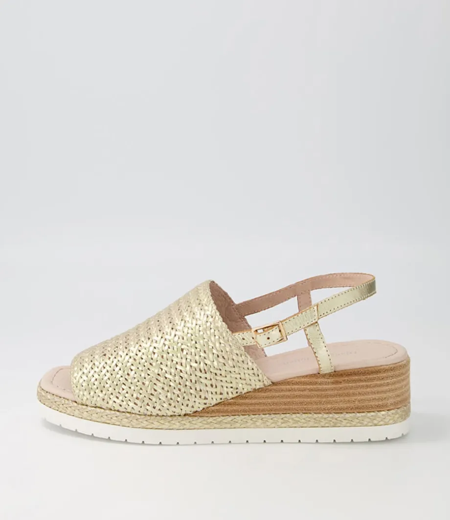 Issah Old Gold Weave Leather Espadrilles<DJANGO & JULIETTE Cheap