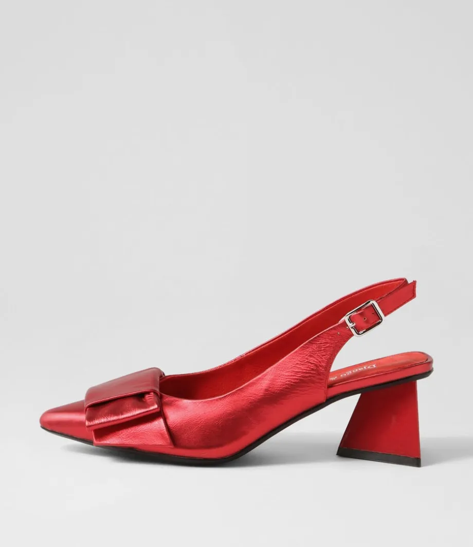 Itzel Red Satin Leather Heels<DJANGO & JULIETTE Cheap