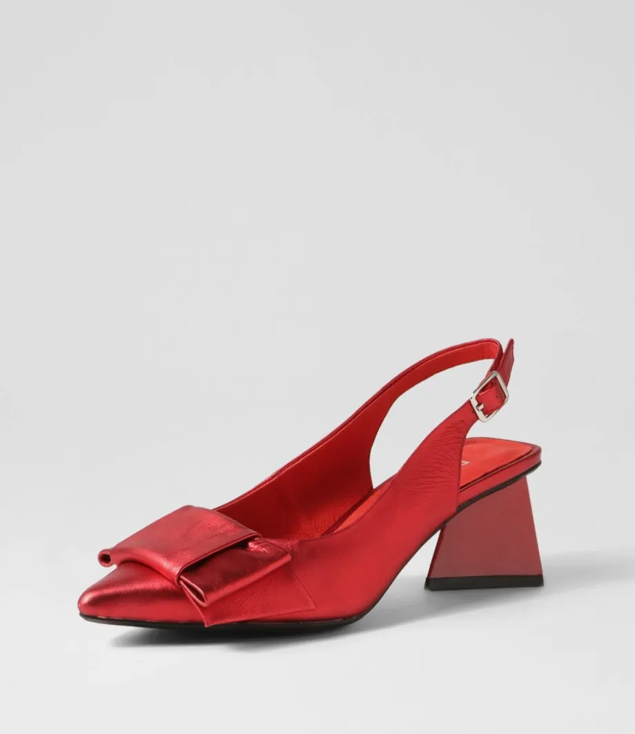 Itzel Red Satin Leather Heels<DJANGO & JULIETTE Cheap