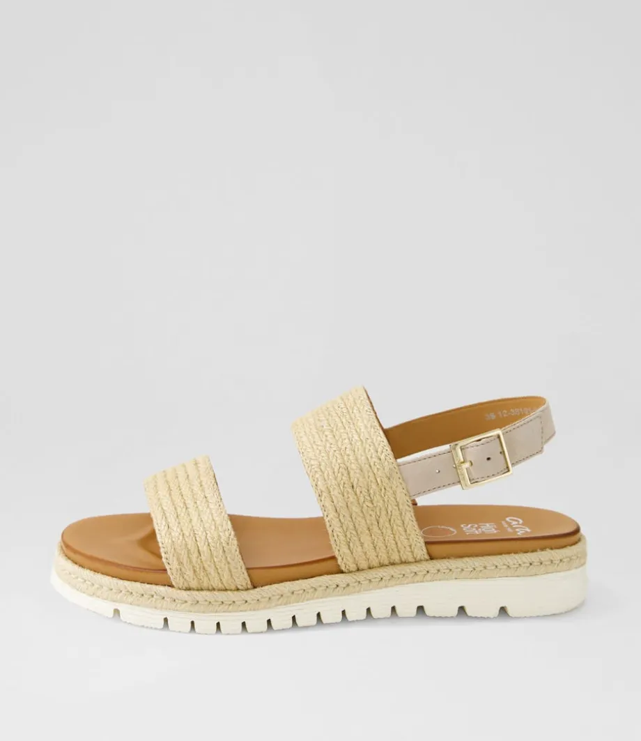 Jamaika 1 Natural Sand Fabric Sandals<ARA Cheap