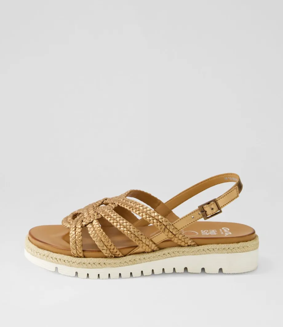Jamaika 3 Whiskey Leather Sandals<ARA Store