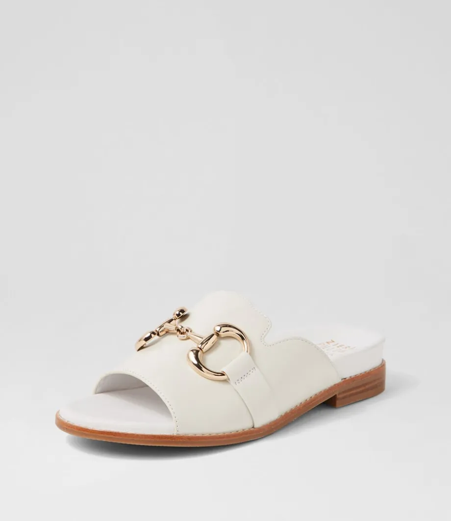 Jekkela W White Leather Slides<ZIERA Shop