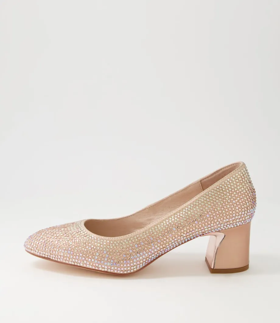 Jenice Rose Gold Petrol Leather Heels<DJANGO & JULIETTE Outlet