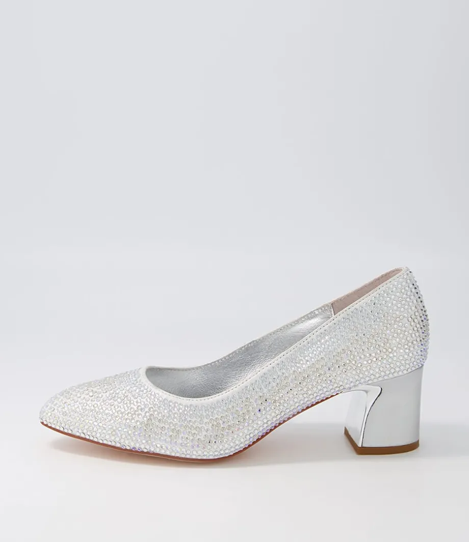 Jenice Silver Petrol Leather Heels<DJANGO & JULIETTE Discount