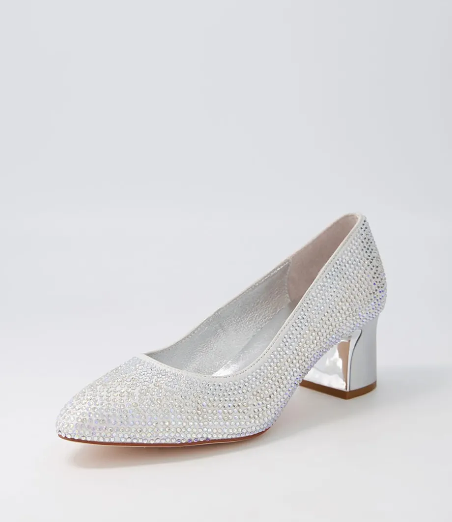 Jenice Silver Petrol Leather Heels<DJANGO & JULIETTE Discount