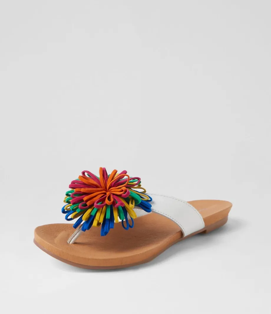 Jillee White Bright Leather Thongs<DJANGO & JULIETTE Shop