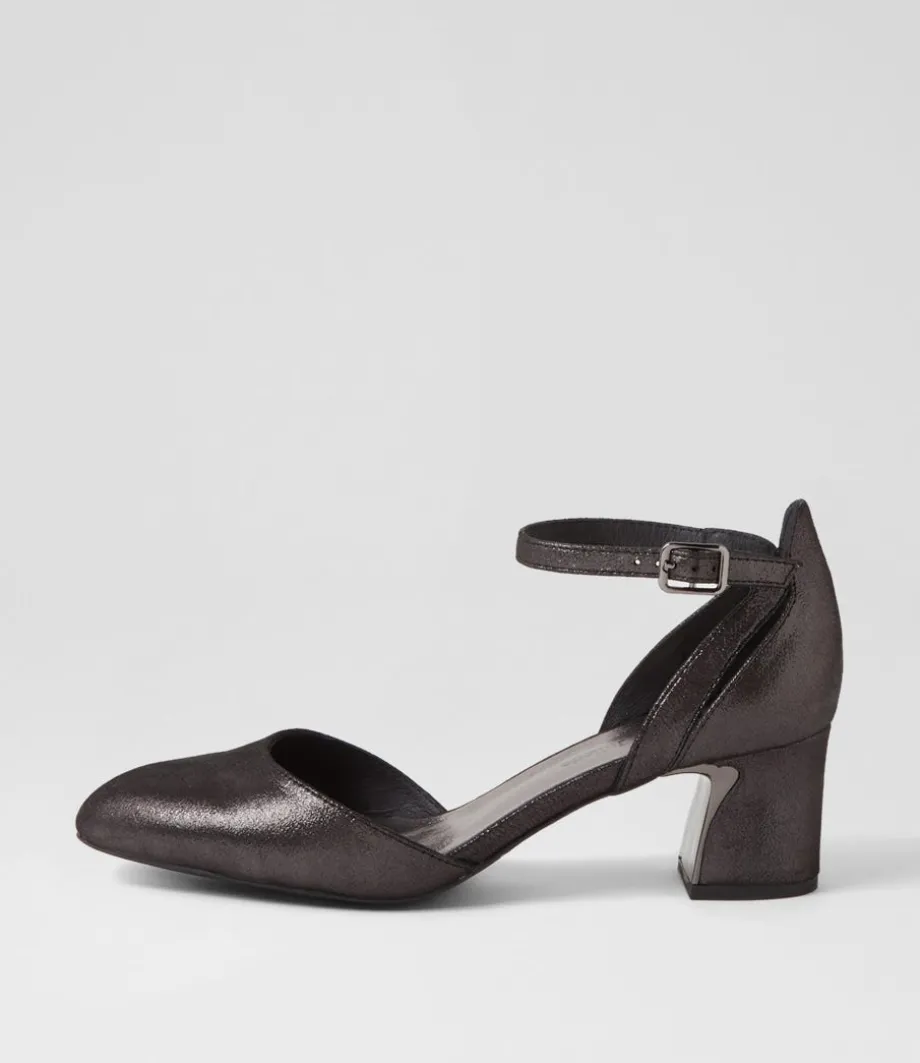 Jillie Black Shimmer Leather Heels<DJANGO & JULIETTE New