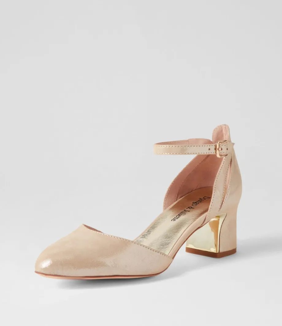 Jillie Nude Shimmer Leather Heels<DJANGO & JULIETTE Store