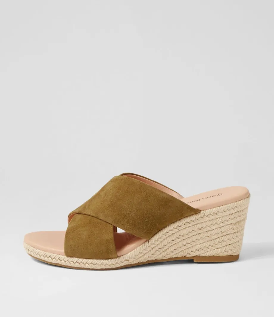 Jinna Khaki Suede Sandals<DIANA FERRARI Online