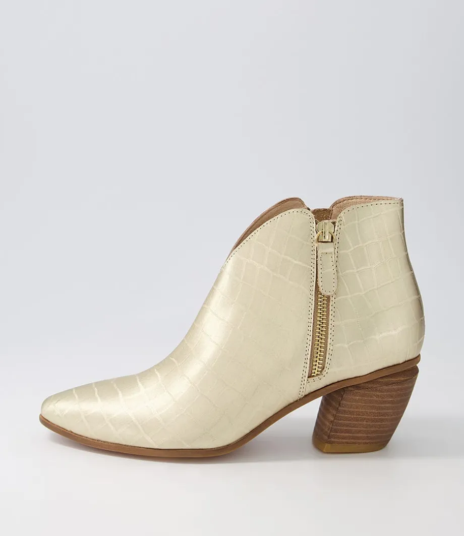 Josky Gold Croc Leather Ankle Boots<DJANGO & JULIETTE Sale