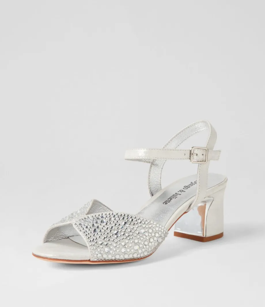 Juba Silver Shimmer Jewels Leather Sandals<DJANGO & JULIETTE Cheap