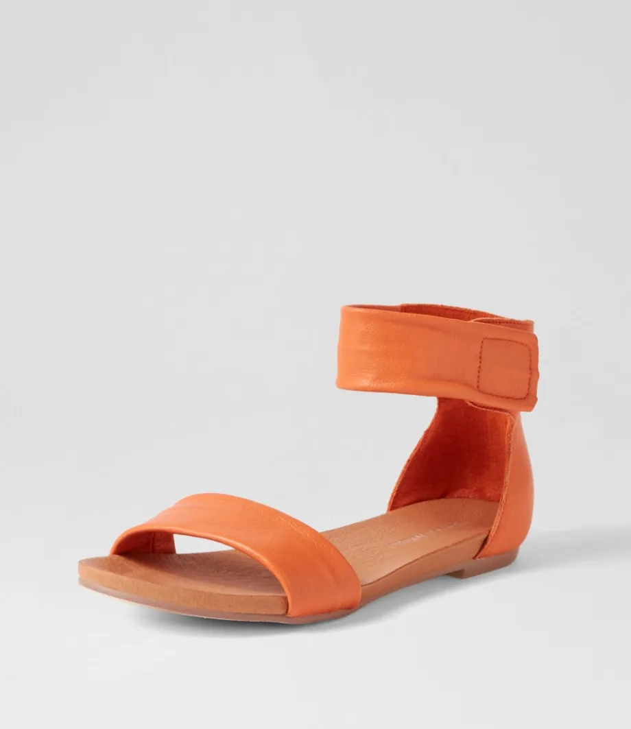 Juzz Bright Orange Leather Sandals<DJANGO & JULIETTE Discount