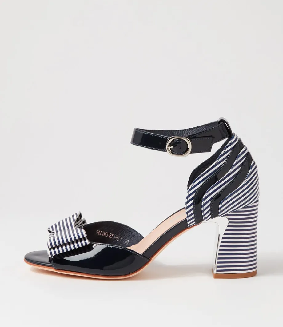 Kadmiel Navy Stripe Patent Leather Sandals<DJANGO & JULIETTE Fashion