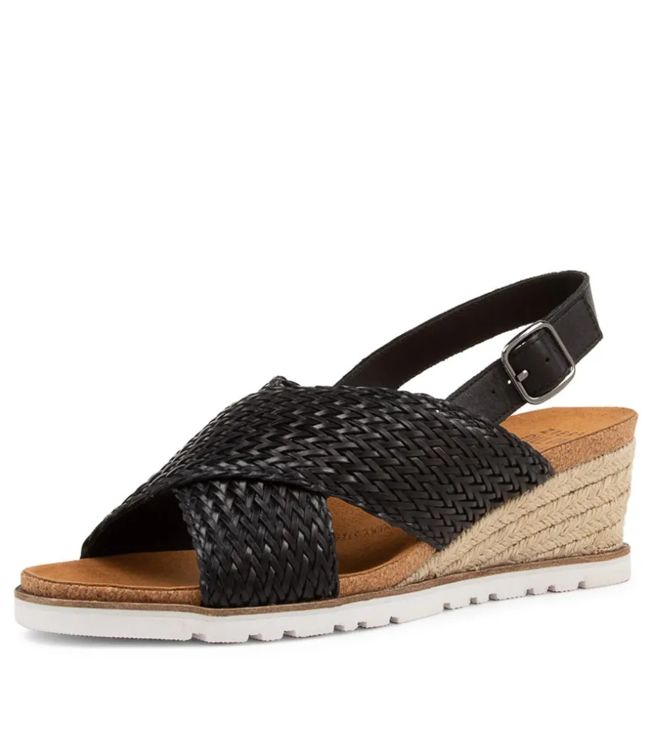 Kaeme W Black Weave Leather Sandals<ZIERA Hot