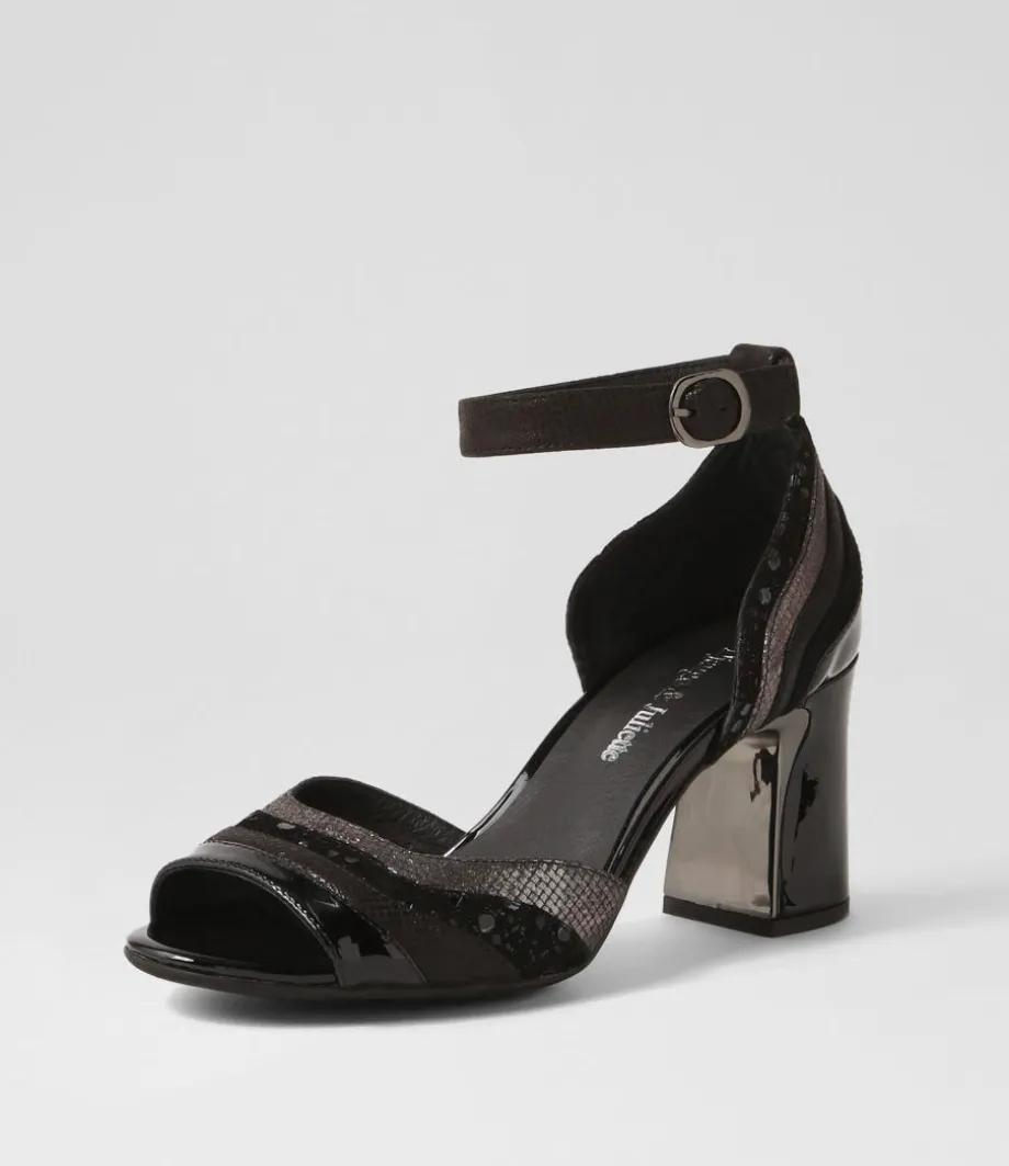 Kage Black Mix Suede Leather Sandals<DJANGO & JULIETTE Cheap