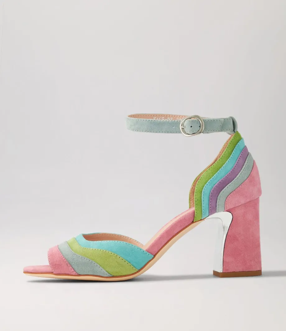 Kage Pastel Multi Suede Sandals<DJANGO & JULIETTE Clearance