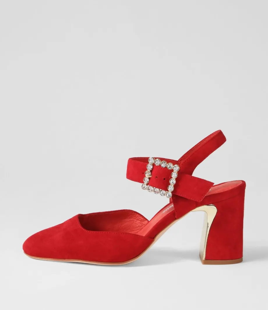 Kalsey Red Suede Heels<DJANGO & JULIETTE Flash Sale